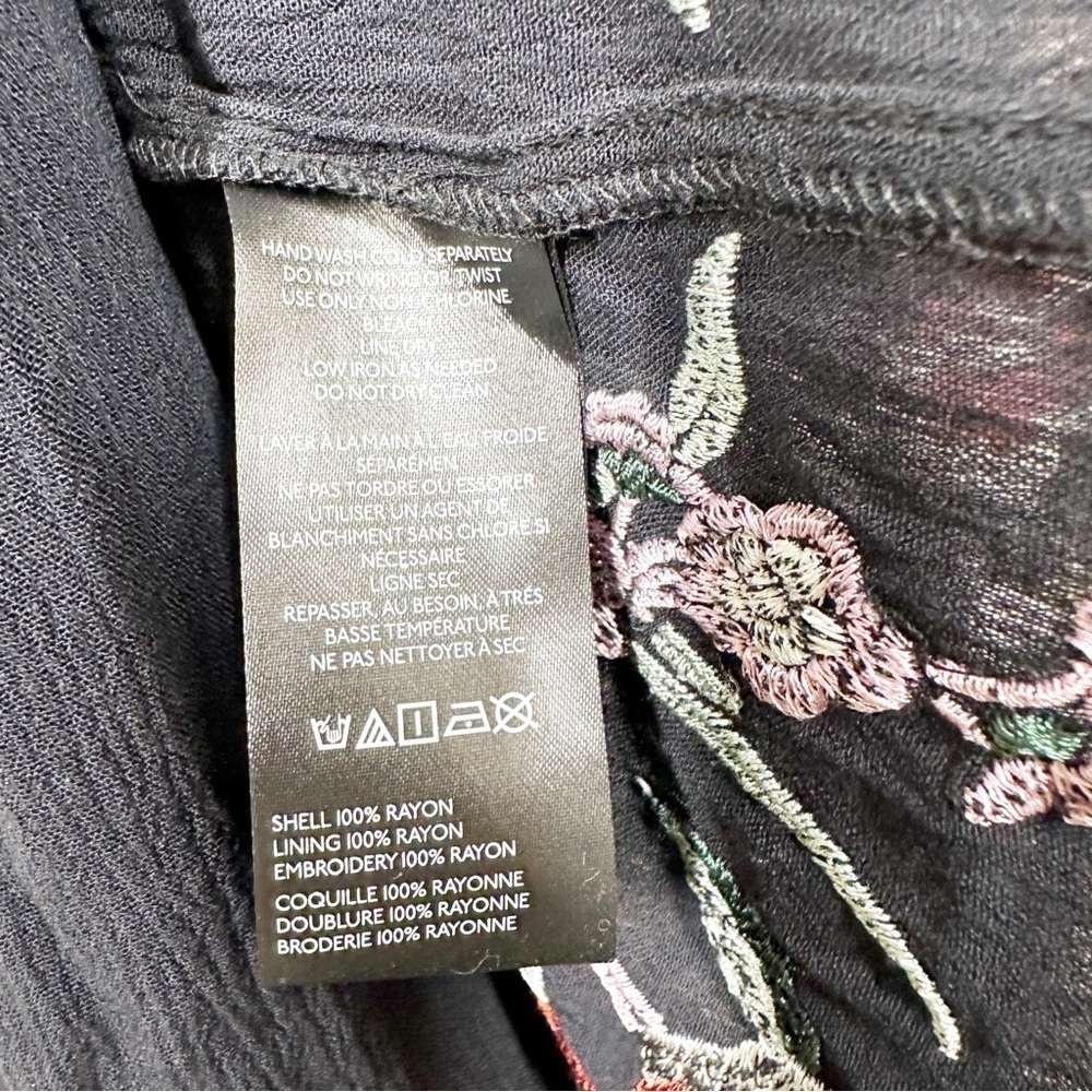 NEW Free People Abbey Wrap Floral Embroidered Bohemian Black Dress S - Picture 11 of 12